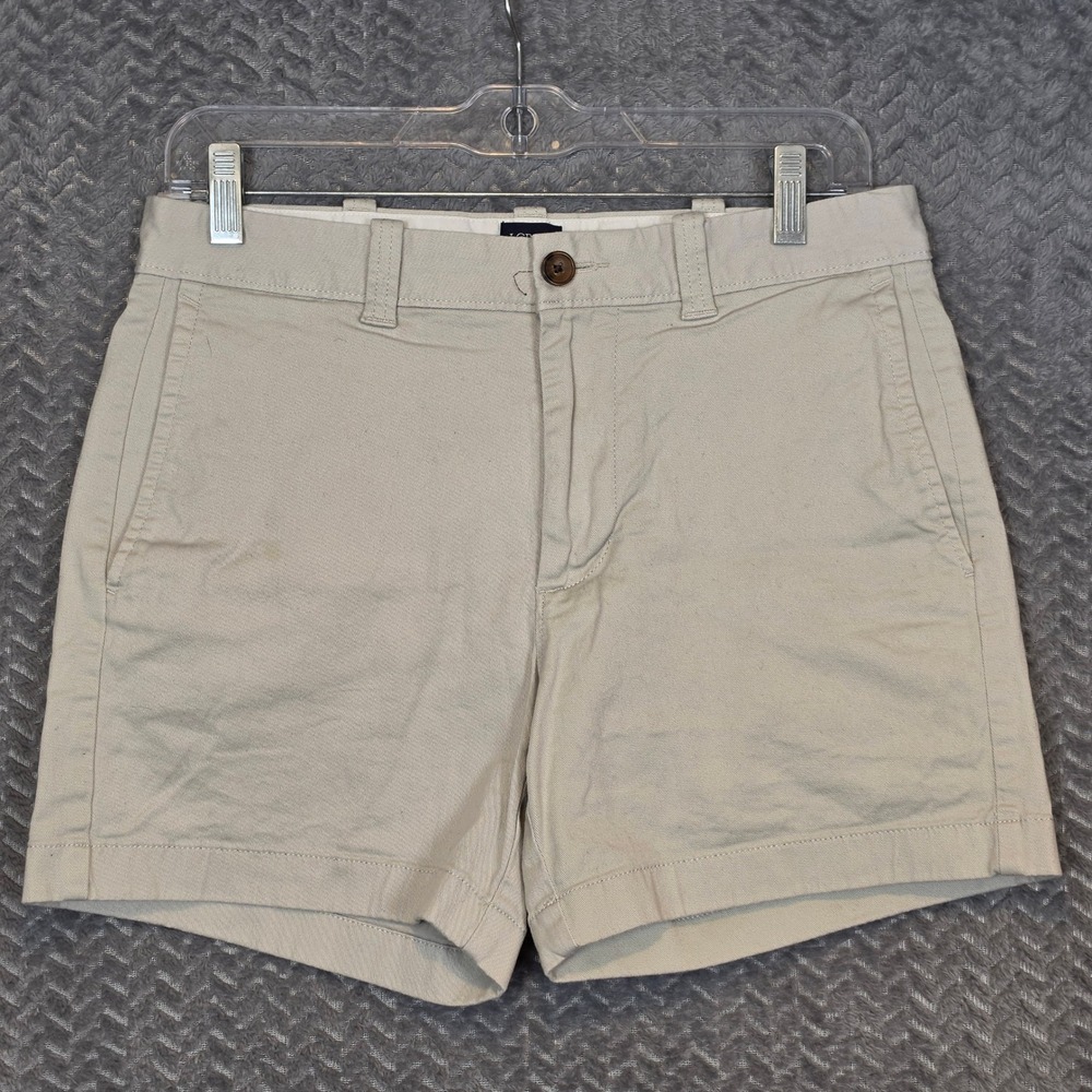 J.Crew Mens 29 Khaki Tan 5 Inch Inseam Stretch Chino Shorts Flat Front